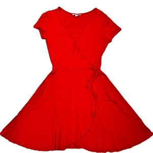 Rolls Coster Red Faux Wrap Dress Size S